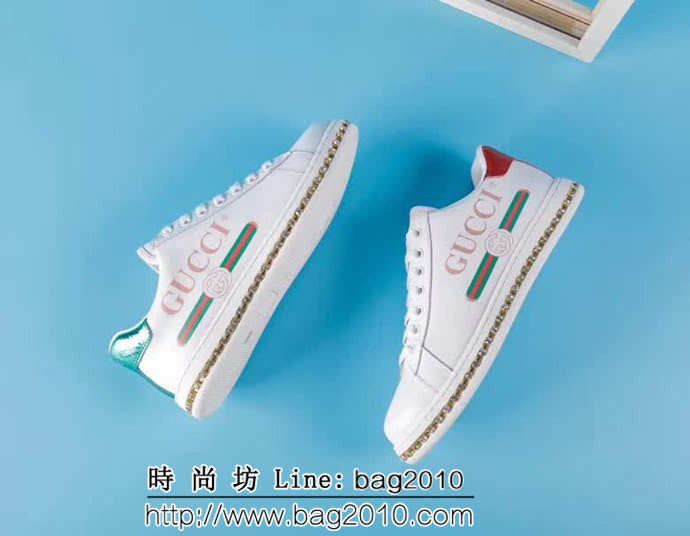 GUCCI古馳 新一季爆單款 頂級版本 3D印花 舒適時尚潮流 女士小白鞋水鑽 QZS1436